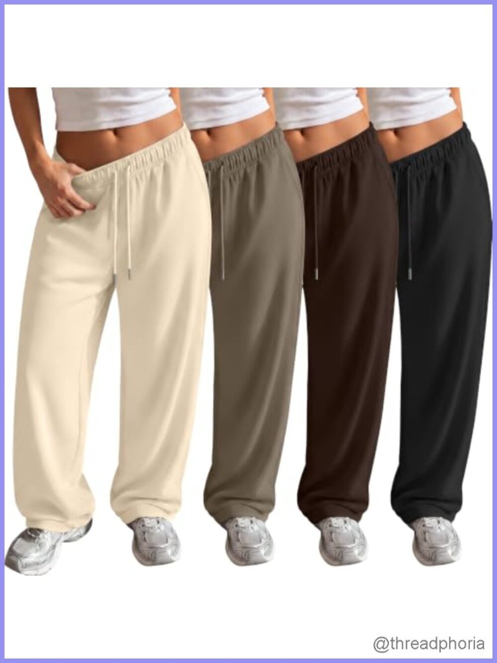 Women's 4 Pack Wide Leg Sweatpants Drawstring Low Rise Polyester